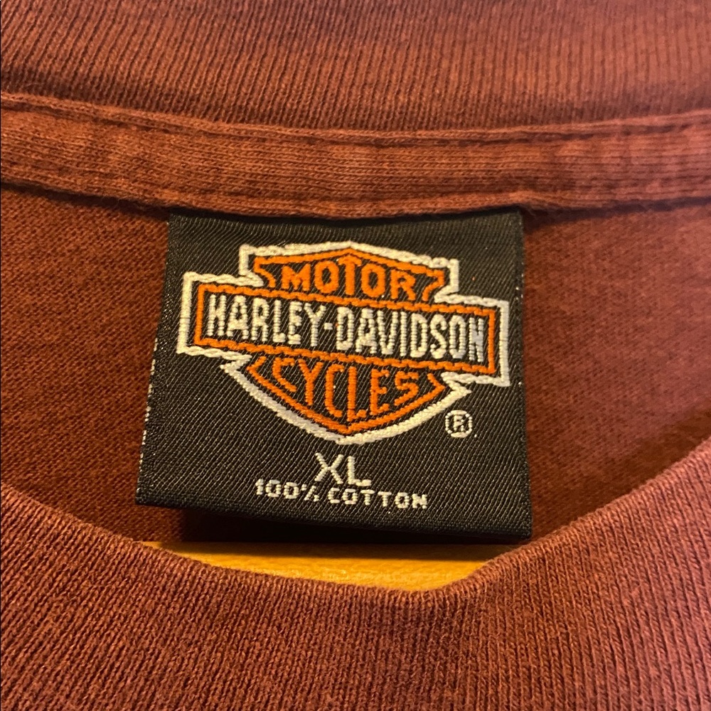 Harley Davidson Vintage Mens Savannah GA T-shirt XL Burgundy 100% Cotton Tee - Picture 5 of 13